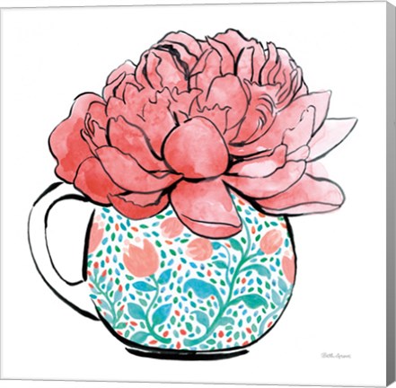 Framed Floral Teacups I Print