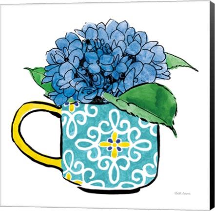 Framed Floral Teacups III Print