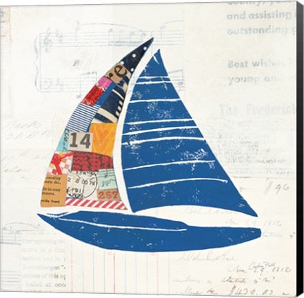 Framed Nautical Collage IV on Newsprint Print