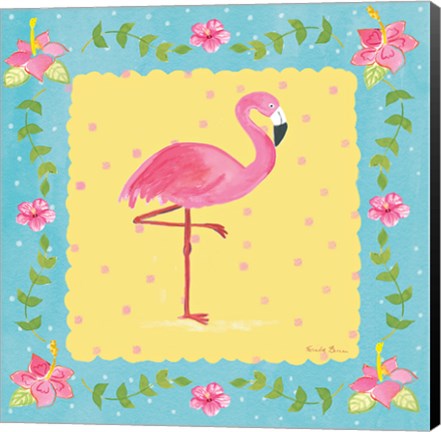 Framed Flamingo Dance I Sq Border Print