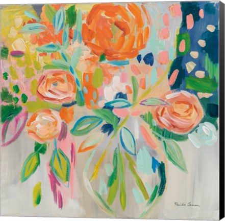 Framed Summer Orange Floral Print