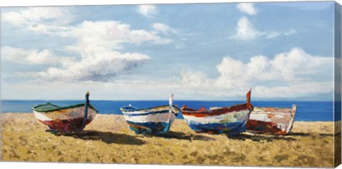 Framed Boats on the Beach Print