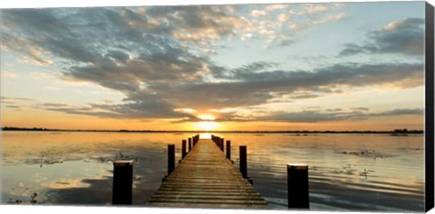 Framed Morning Lights on a Jetty (detail) Print