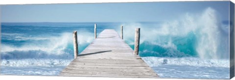 Framed Ocean Waves on a Jetty Print