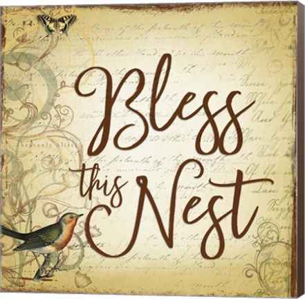 Framed Bless this Nest Scripty Print