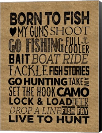 Framed Fishing Hunting Burlap Print