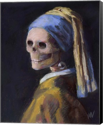 Framed Skelly with a Pearl Earring Print