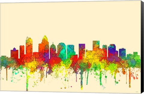 Framed Charlotte NC Skyline-SG Print