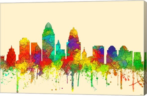 Framed Cincinnati Ohio Skyline-SG Print