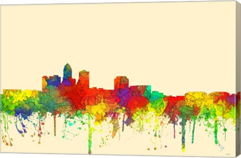Framed Des Moines Iowa Skyline-SG Print