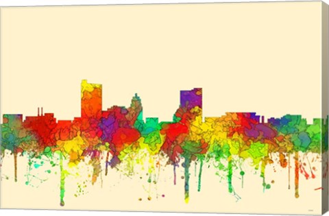 Framed Fort Wayne Indiana Skyline-SG Print