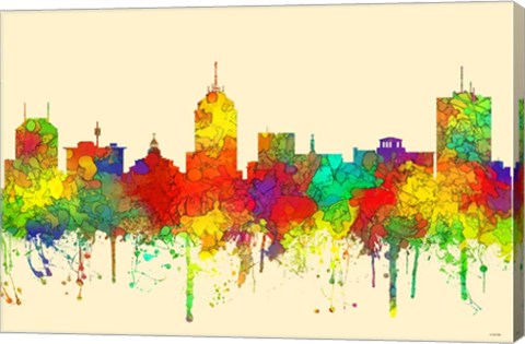 Framed Fresno California Skyline-SG Print