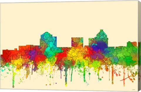 Framed Greensboro North Carolina Skyline-SG Print