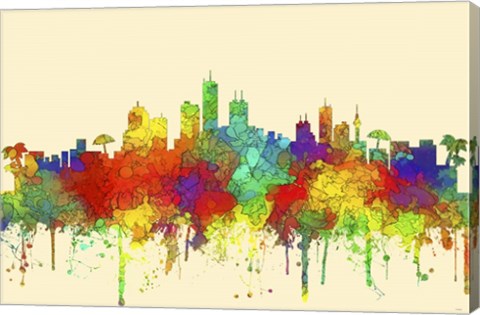 Framed Honolulu Hawaii Skyline-SG Print