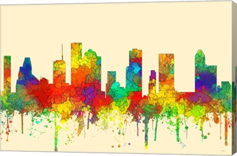 Framed Houston Texas Skyline-SG Print