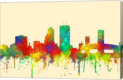 Framed Jacksonville Florida Skyline-SG Print