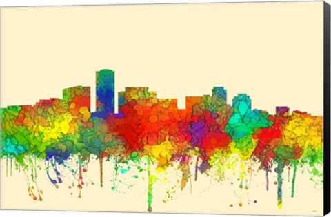 Framed Long Beach California Skyline-SG Print