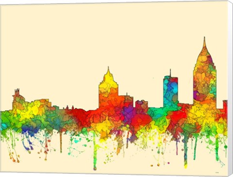 Framed Mobile Alabama Skyline-SG Print