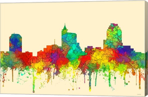 Framed Raleigh North Carolina Skyline-SG Print