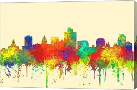 Framed Salt Lake City Utah Skyline-SG Print