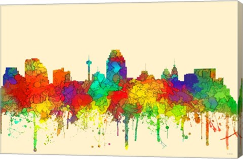 Framed San Antonio Texas Skyline-SG Print