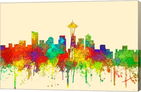 Framed Seattle Washington Skyline -SG Print