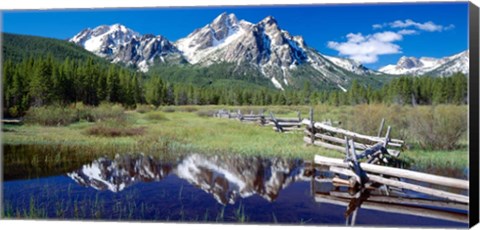 Framed McGown Peak Reflected on a Lake, Sawtooth Mountains, Idaho Print