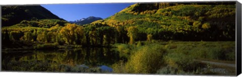 Framed Fall Colors Reflected in Water with Mountains in the Background, Colorado Print