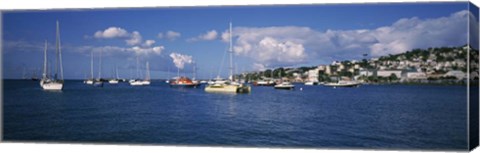 Framed Boats at a Harbor, Martinique, West Indies Print