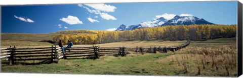 Framed View of the Last Dollar Ranch, Mount Sneffels, Colorado Print