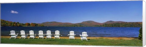 Framed Adirondack Chairs at Blue Mountain Lake, Adirondack Mountains, New York State Print