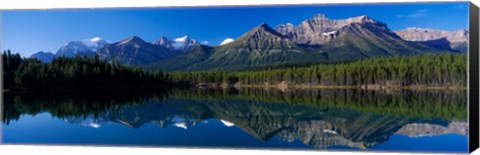 Framed Reflection of Mountains in Herbert Lake, Banff National Park, Alberta, Canada Print