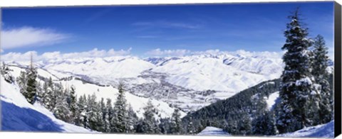 Framed Ski Slopes in Sun Valley, Idaho Print