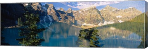 Framed Reflection of Trees in Water, Moraine Lake, Banff National Park, Alberta, Canada Print