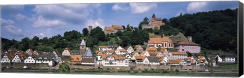 Framed Houses at the Waterfront, Necker River, Hesse, Germany Print