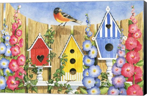 Framed Bird House Row Print
