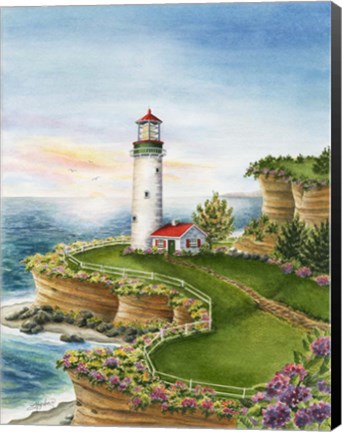 Framed Lighthouse Sunset Print