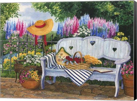 Framed Garden Bench Print