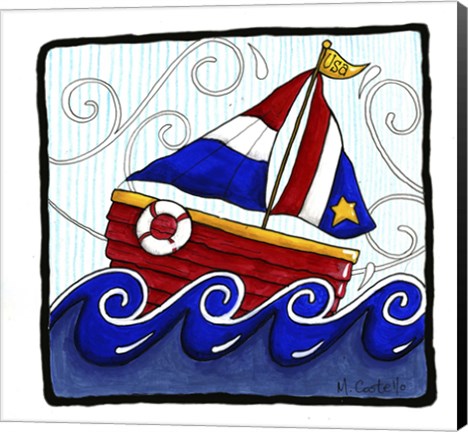 Framed USA Boat Print