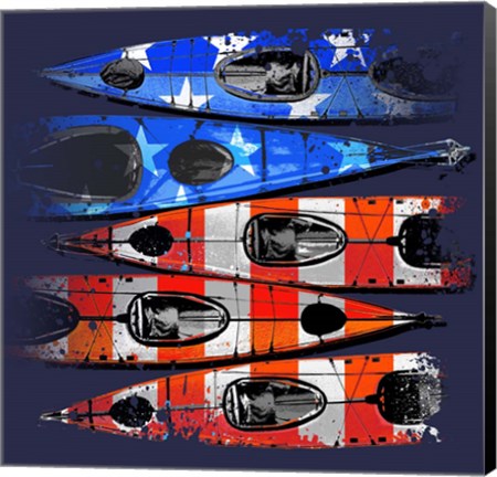 Framed Flag Kayaks Print