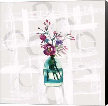 Framed Floral Jar on Grunge Square Print