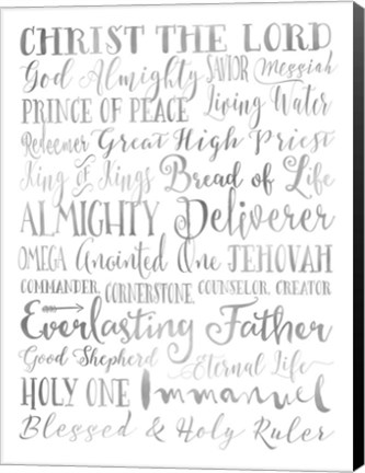 Framed Silver Names of God Print