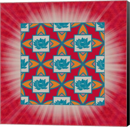 Framed Lotus Tile Colored Print