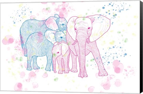 Framed Happy Elephant Family Print