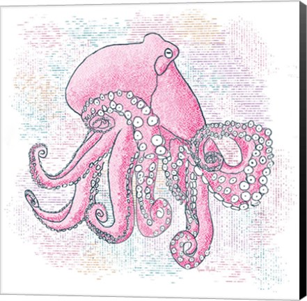 Framed Octopus Hot Pink Print