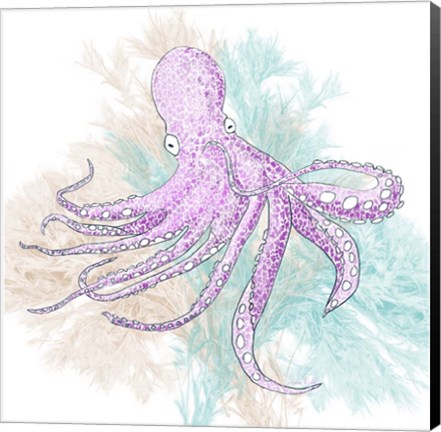 Framed Octopus Purple Print