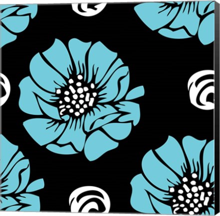 Framed Bold Turquoise Flower I Print