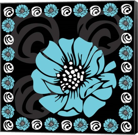 Framed Bold Turquoise Flower X Print