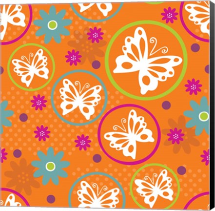 Framed Butterflies and Blooms Lively V Print