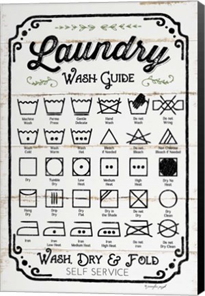 Framed Laundry Wash Guide Print